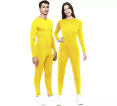Costume ou combinaison jaune avec fermeture sur le devant pour adulte