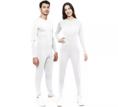 Costume ou combinaison blanc avec fermeture sur le devant pour adulte