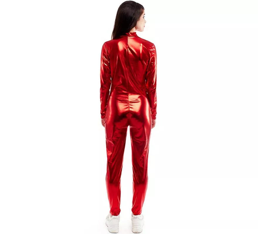 Translation missing: fr.Disfraz o Mono metálico cierre frontal rojo para mujer