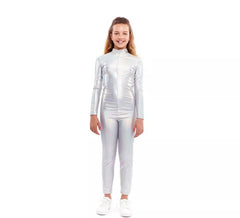 Costume ou combinaison métallique holographique pour fille