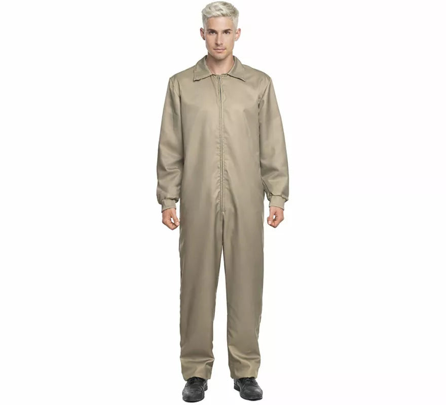 Disfraz o Mono trabajador beige para hombre
