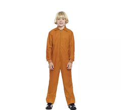 Déguisement ou combinaison d'ouvrier orange avec fermeture sur le devant pour enfant