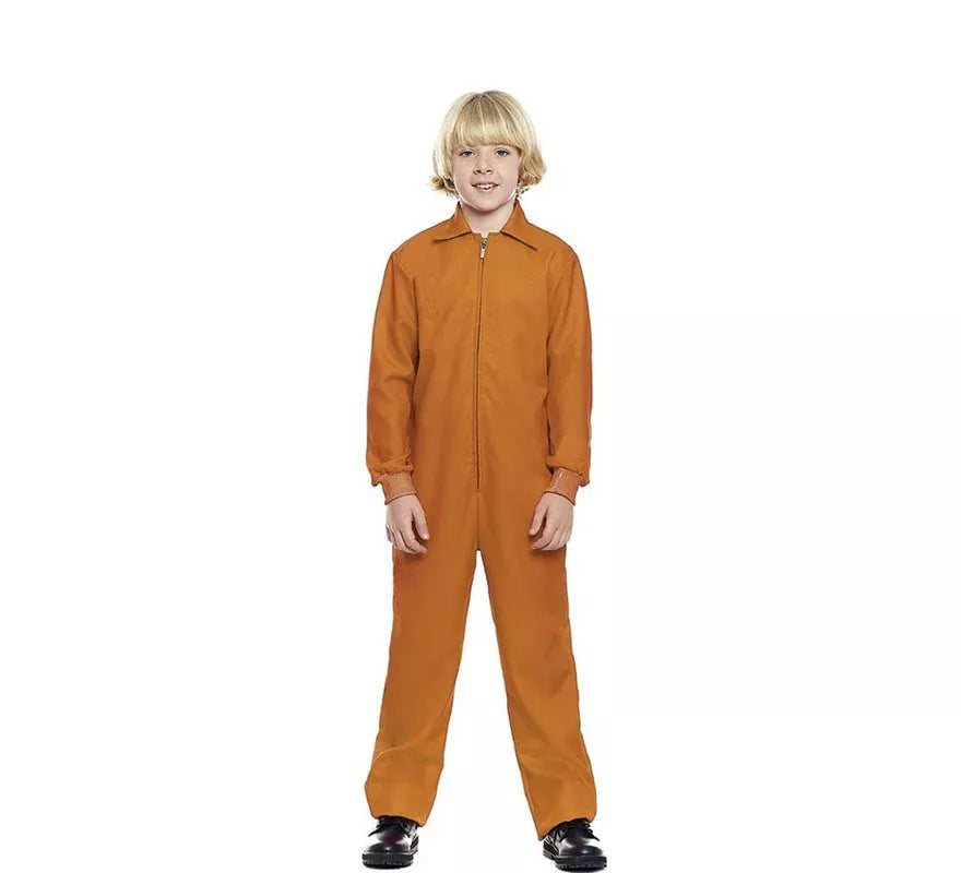 Translation missing: fr.Disfraz o Mono Trabajador naranja cierre frontal para niño