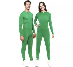Costume ou combinaison verte avec fermeture sur le devant pour adulte