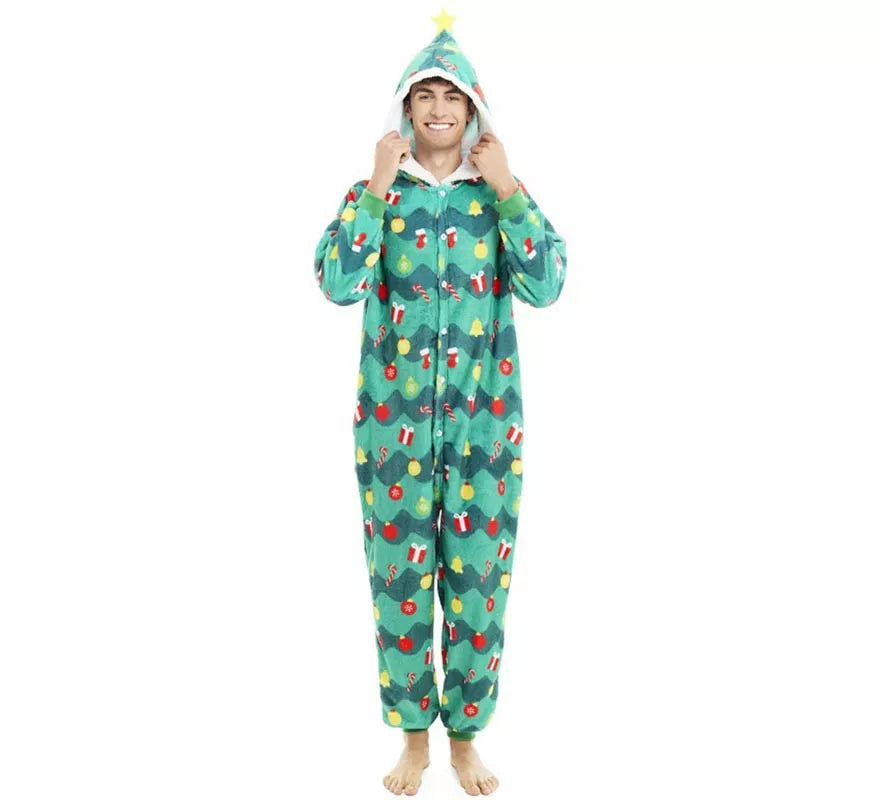 Translation missing: fr.Disfraz o Pijama Árbol de Navidad con capucha para adulto