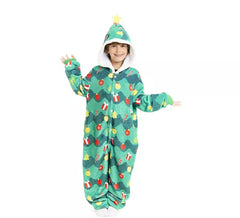 Déguisement sapin de Noël ou pyjama avec capuche pour enfant