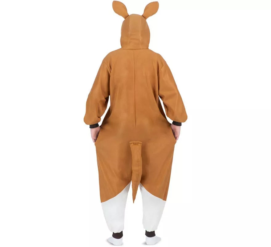 Disfraz o Pijama de Canguro con capucha y peluche para adulto
