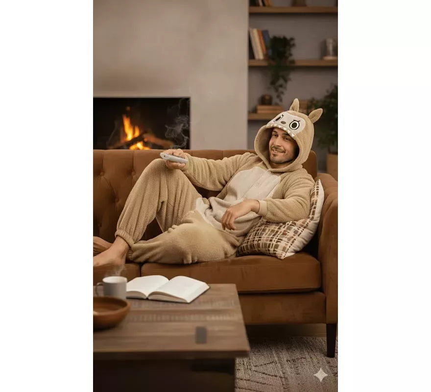 Disfraz o Pijama de Monstruo Lulú beige para hombre