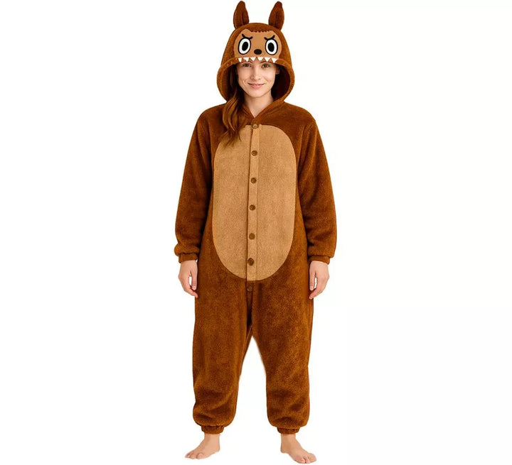 Disfraz o Pijama de Monstruo Lulú marrón para mujer