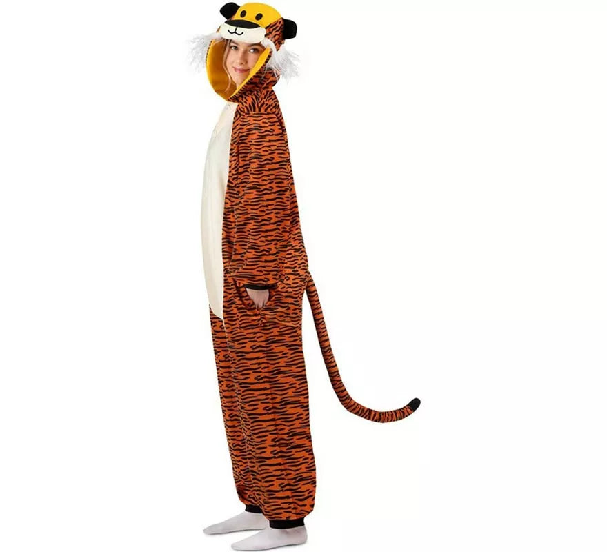 Translation missing: fr.Disfraz o Pijama de Tigre oscuro con capucha para adulto