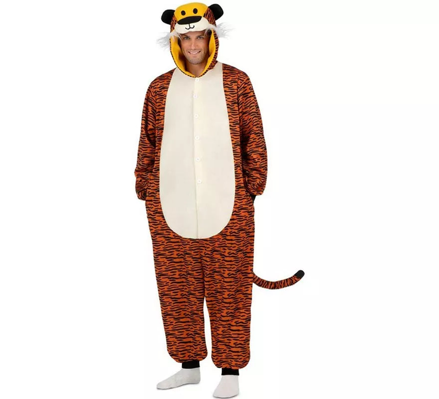 Translation missing: fr.Disfraz o Pijama de Tigre oscuro con capucha para adulto