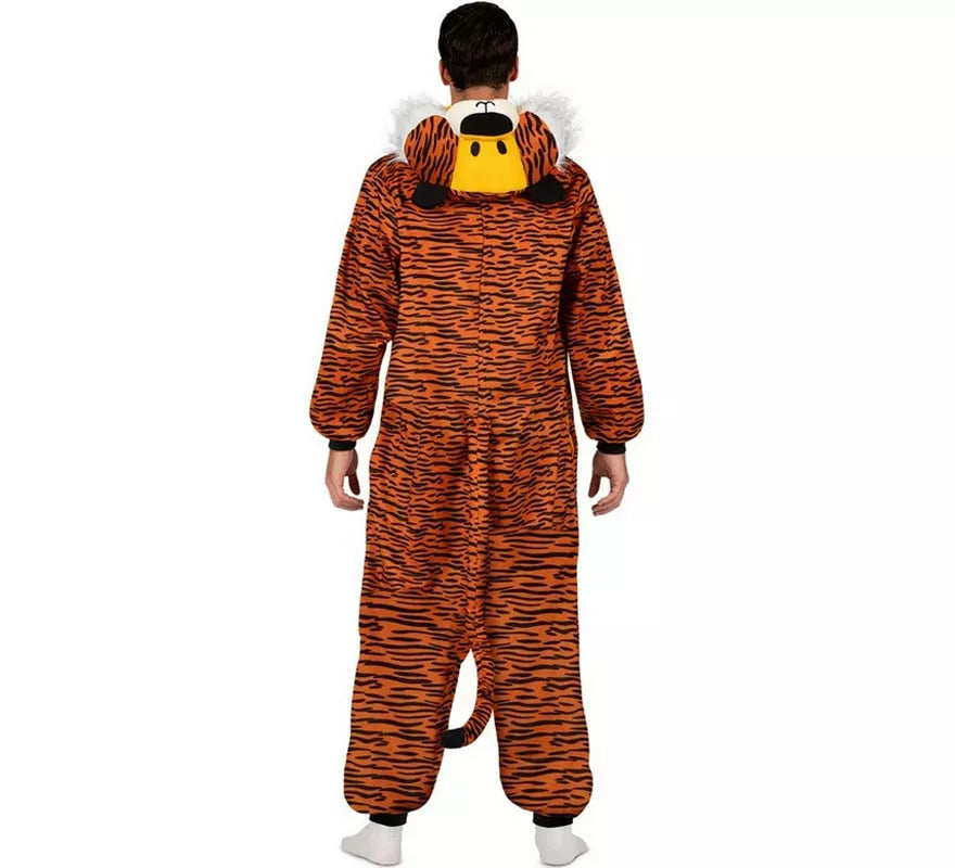 Translation missing: fr.Disfraz o Pijama de Tigre oscuro con capucha para adulto