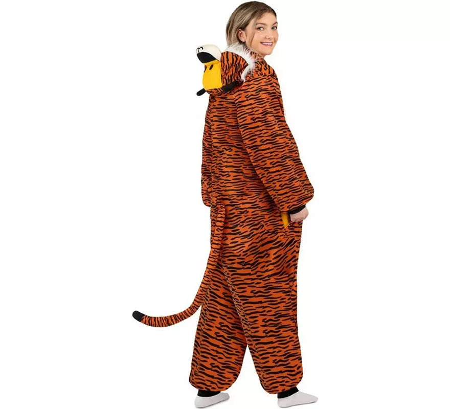 Translation missing: fr.Disfraz o Pijama de Tigre oscuro con capucha para adulto