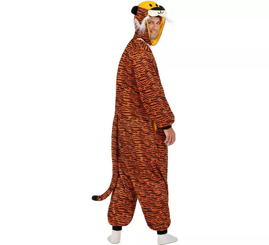 Translation missing: fr.Disfraz o Pijama de Tigre oscuro con capucha para adulto