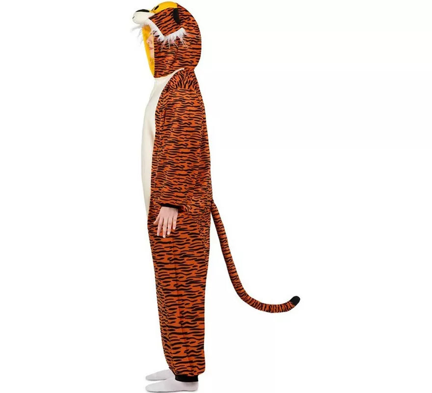 Translation missing: fr.Disfraz o Pijama de Tigre oscuro con capucha para adulto