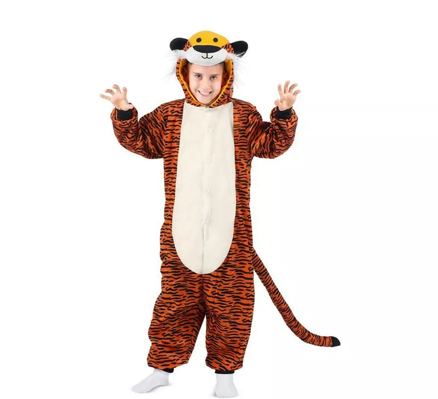 Translation missing: fr.Disfraz o Pijama de Tigre oscuro con capucha para niños