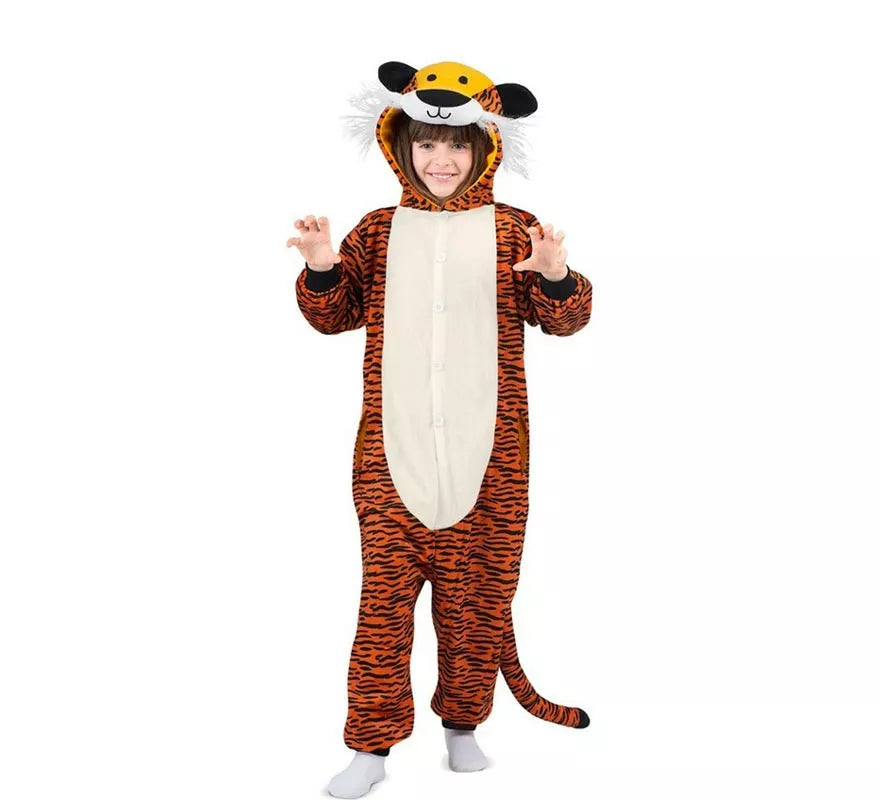 Translation missing: fr.Disfraz o Pijama de Tigre oscuro con capucha para niños