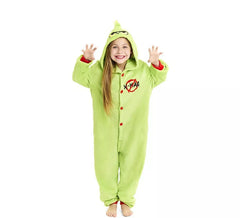 Déguisement ou pyjama lutin de Noël vert pour enfant