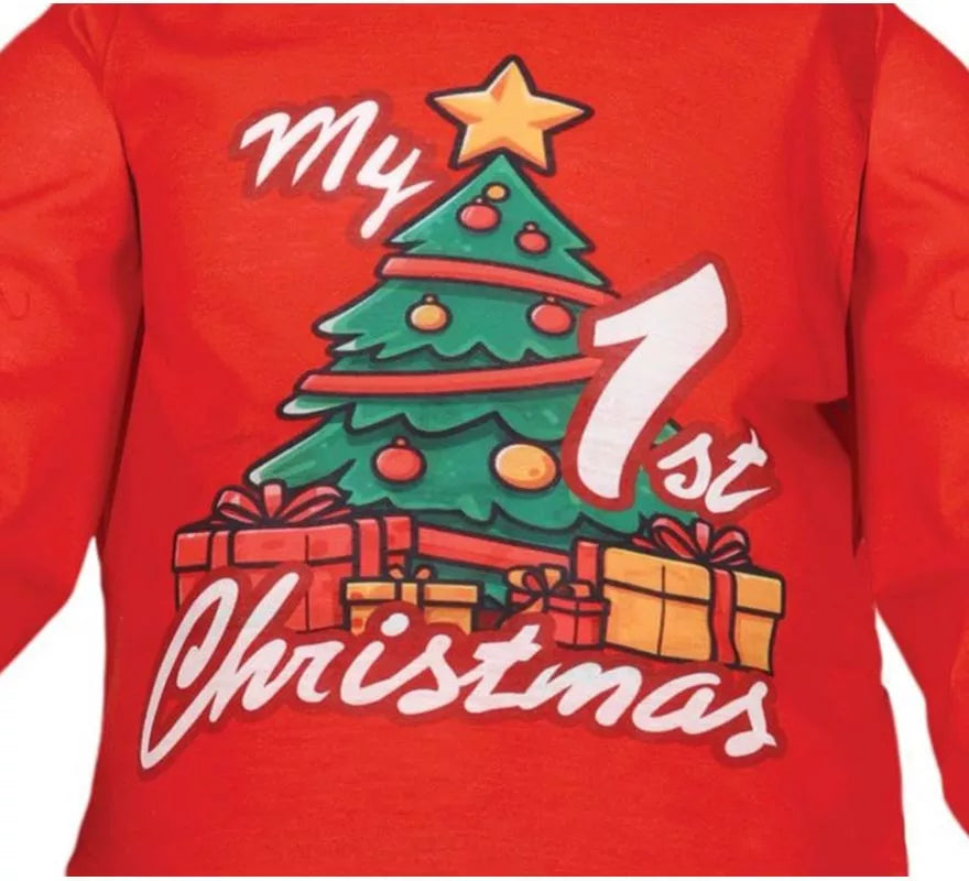 Translation missing: fr.Disfraz o Pijama My 1st Christmas rojo para bebé
