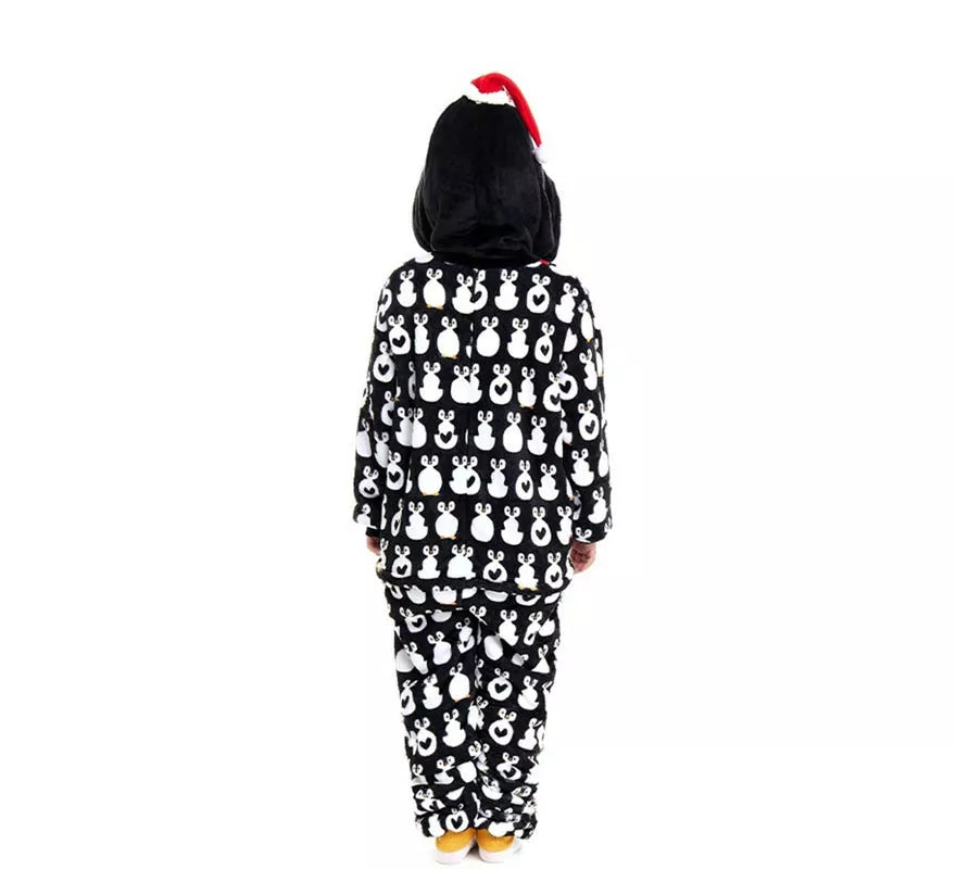Translation missing: fr.Disfraz o Pijama Pingüino Navideño estampado con capucha para niños