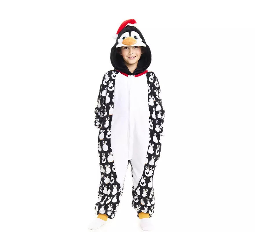 Translation missing: fr.Disfraz o Pijama Pingüino Navideño estampado con capucha para niños