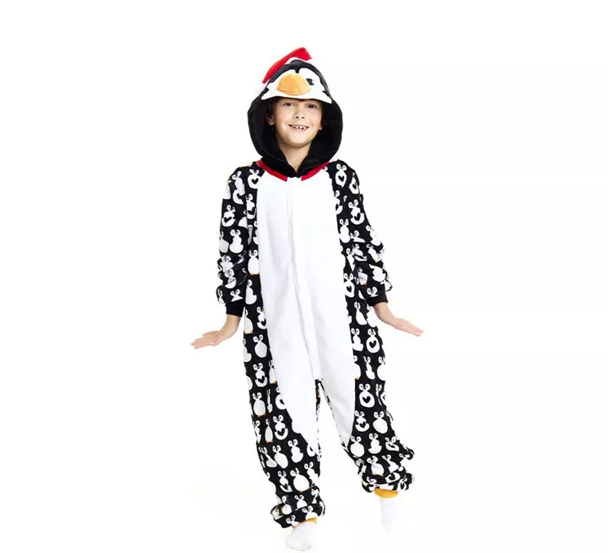 Translation missing: fr.Disfraz o Pijama Pingüino Navideño estampado con capucha para niños