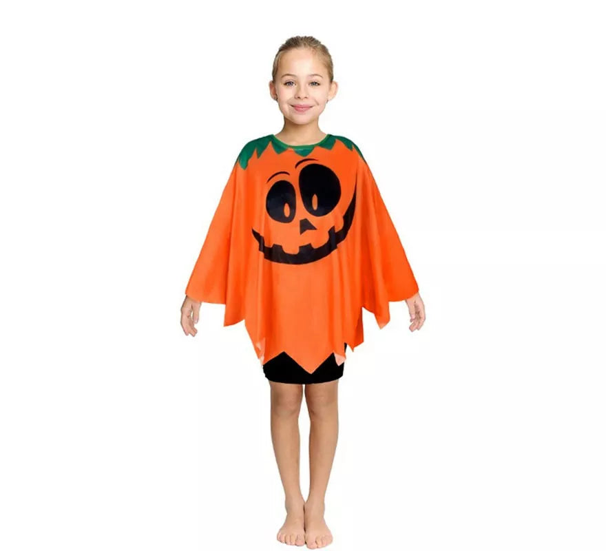 Translation missing: fr.Disfraz o Poncho Calabaza feliz naranja infantil de 65 cm