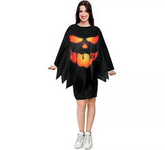 Costume ou Poncho Citrouille noir foncé adulte 75 cm
