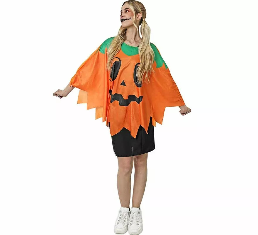 Translation missing: fr.Disfraz o Poncho de Calabaza de Halloween para adulto