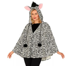 Costume ou Poncho Zèbre avec Capuche pour adultes