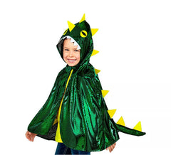 Costume ou Poncho de Dragon Vert Vif avec Capuche pour enfant