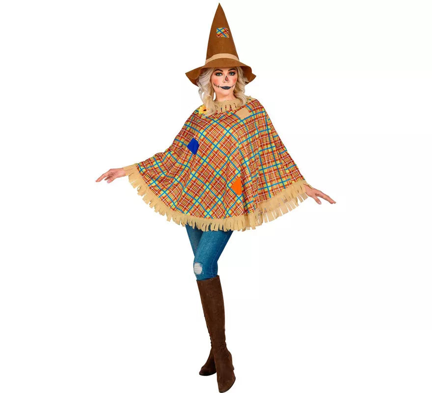 Translation missing: fr.Disfraz o Poncho de Espantapájaros con Sombrero para adulto