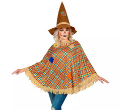 Costume d'Épouvantail ou Poncho avec Chapeau adulte