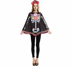 Costume ou poncho squelette de Catrina pour femme