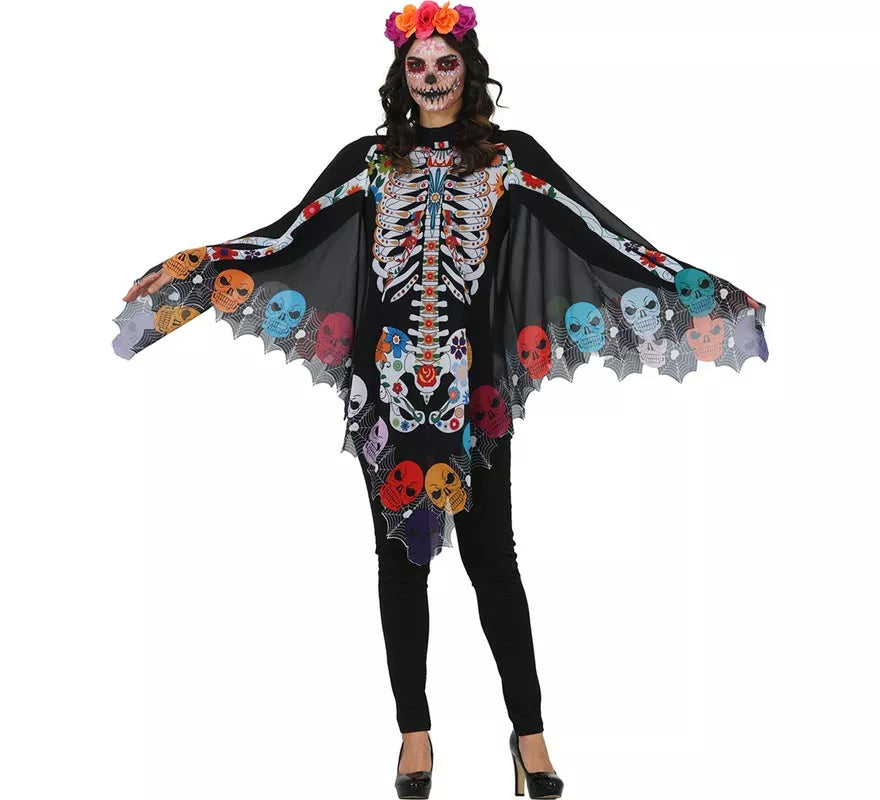 Translation missing: fr.Disfraz o Poncho de Esqueleto Catrina para mujer