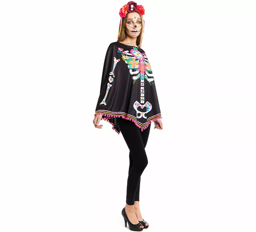 Translation missing: fr.Disfraz o Poncho de Esqueleto Catrina para mujer
