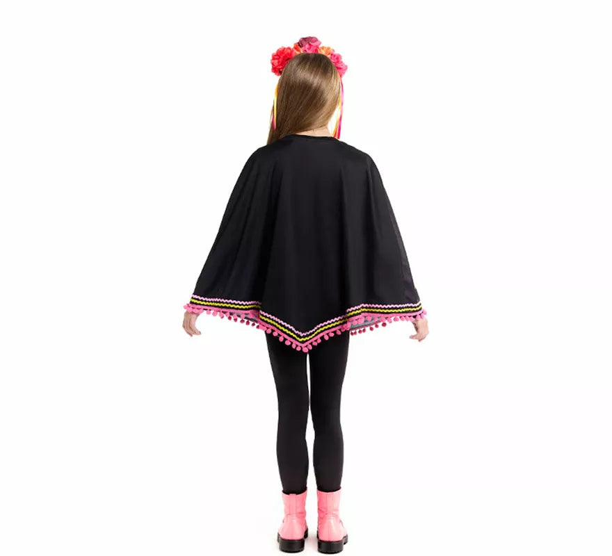 Translation missing: fr.Disfraz o Poncho de Esqueleto Catrina para niña