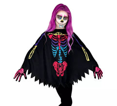Costume ou Poncho Squelette Multicolore pour enfant