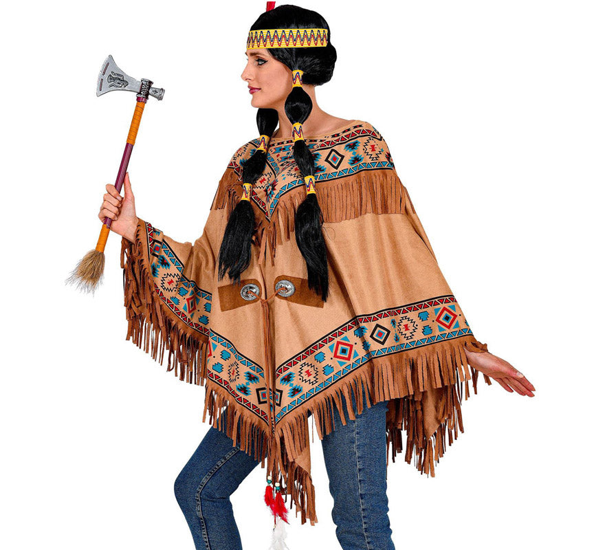 Translation missing: fr.Disfraz o Poncho de India Nativa con Estampado para adulto