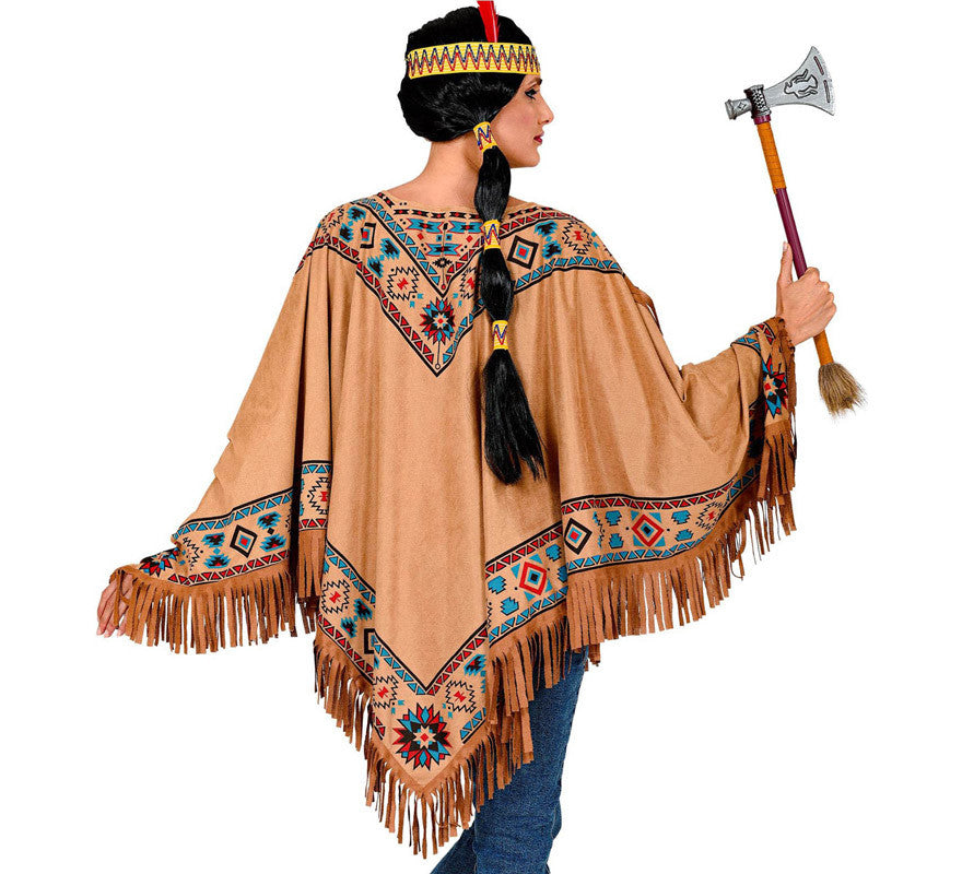 Translation missing: fr.Disfraz o Poncho de India Nativa con Estampado para adulto