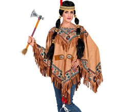 Déguisement ou poncho amérindien avec imprimé pour adultes