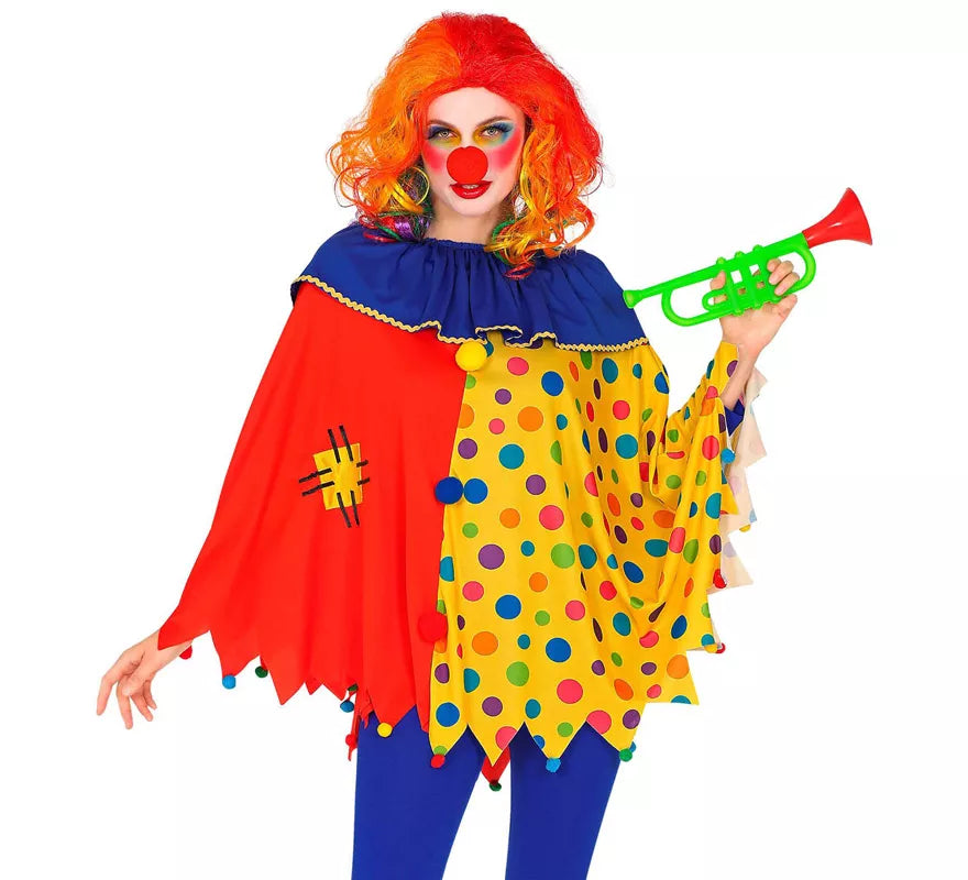 Disfraz o Poncho de Payaso Colorido con Lunares para adulto