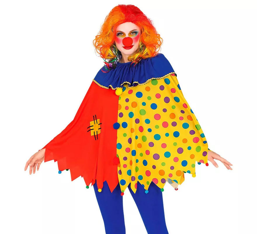 Translation missing: fr.Disfraz o Poncho de Payaso Colorido con Lunares para adulto