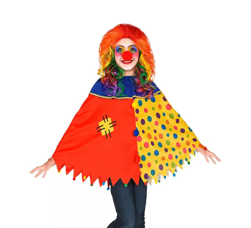 Disfraz o Poncho de Payaso Colorido con Lunares para niños