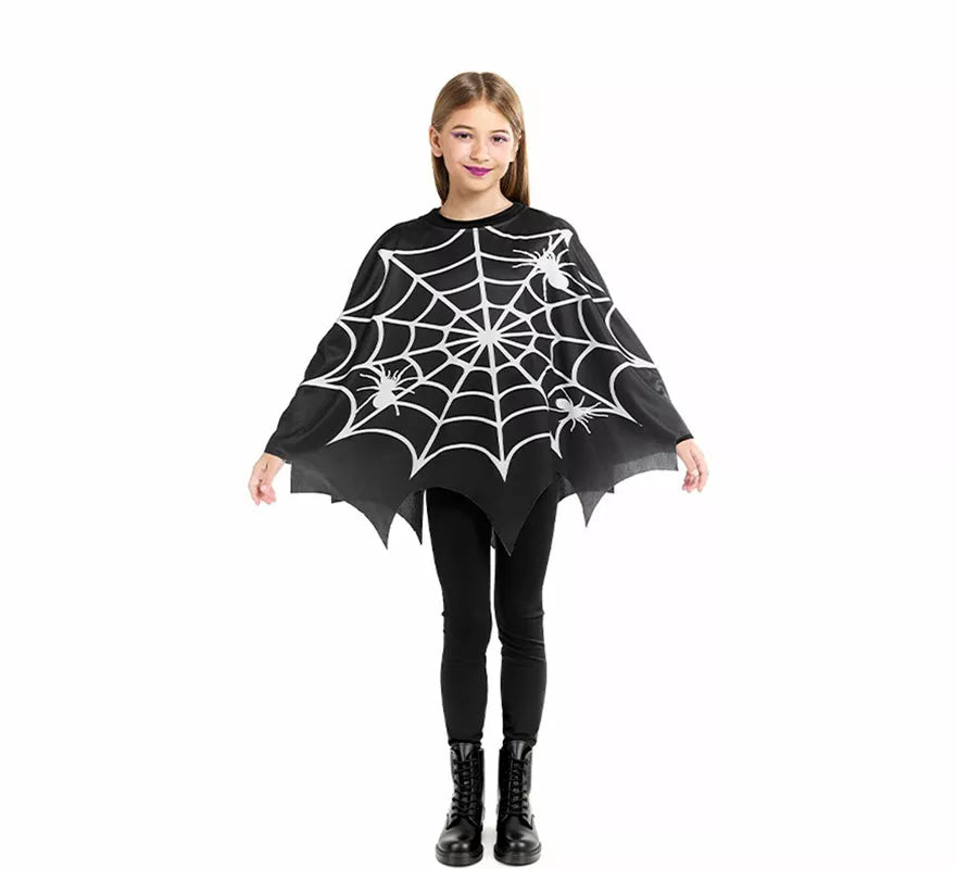Translation missing: fr.Disfraz o Poncho de Telaraña Horripilante para niña
