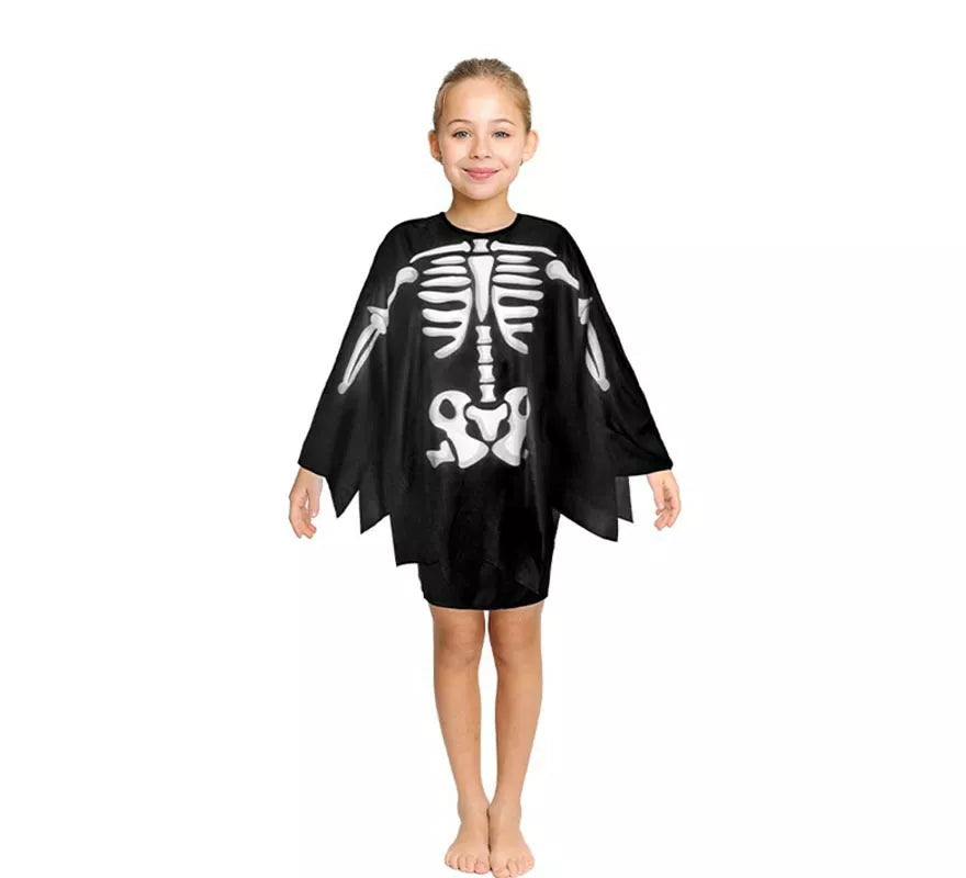 Translation missing: fr.Disfraz o Poncho Esqueleto infantil de 65 cm