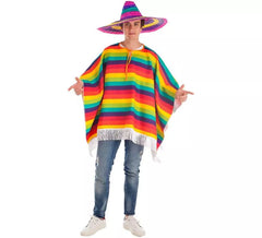 Déguisement de poncho mexicain arc-en-ciel