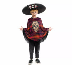 Costume ou poncho de Catrina mexicaine pour enfants