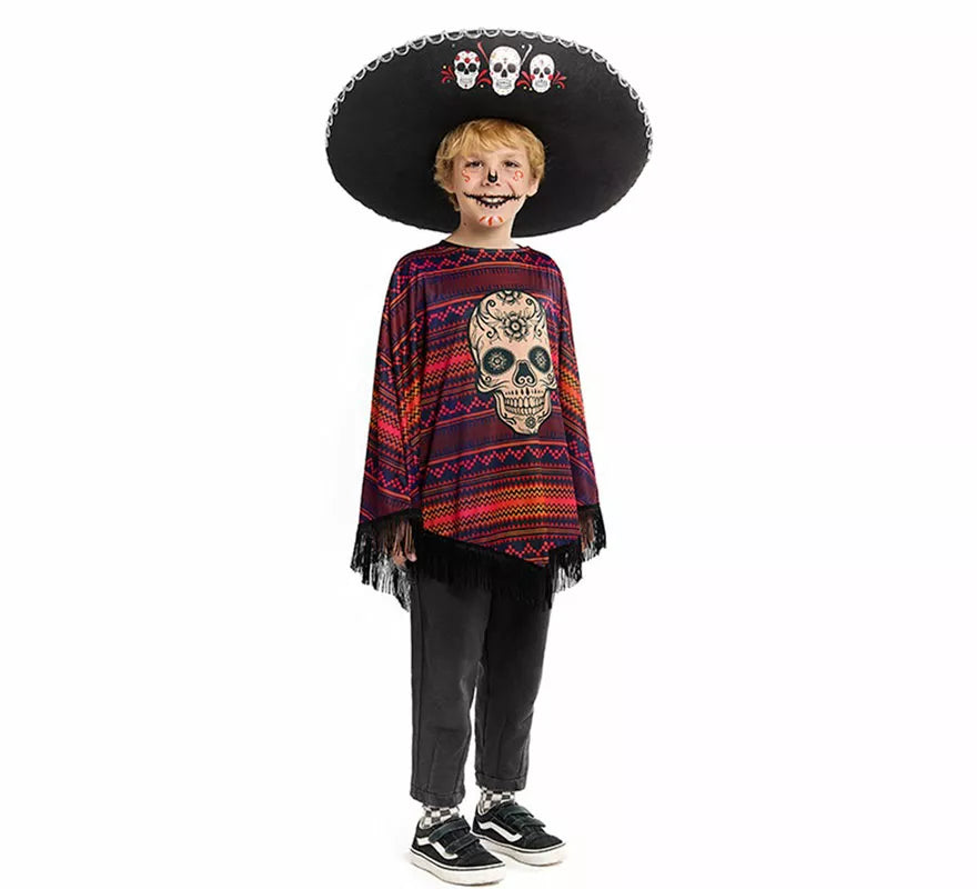 Translation missing: fr.Disfraz o Poncho Mexicano de Catrina para niño