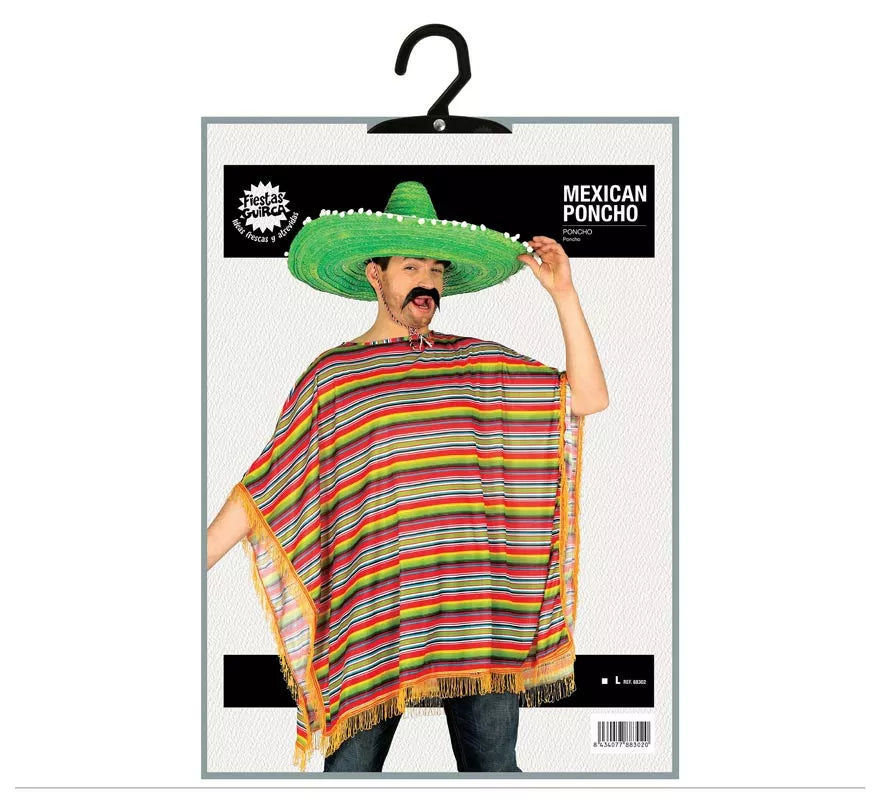 Translation missing: fr.Disfraz o Poncho Mexicano multicolor para hombre